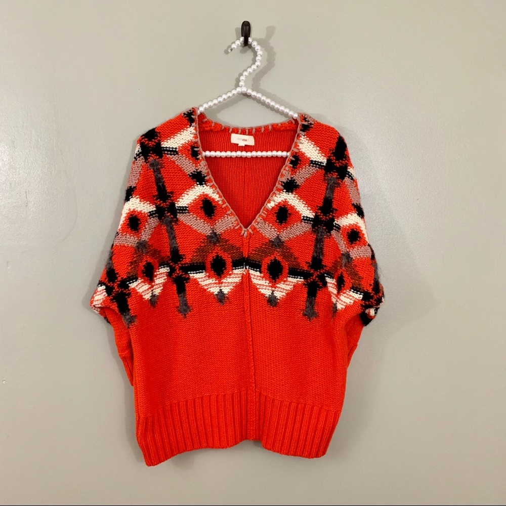 Anthro Fiets Voor 2 Cadmium Geometry Sweater Lg